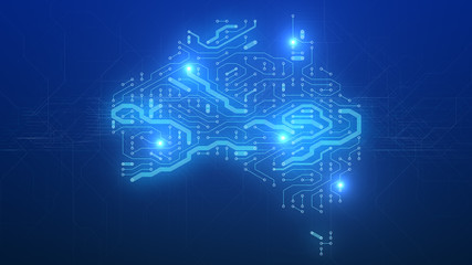 Australia circuit board nbn broadband internet network of fiber telecommunications infrastructure connectivity of the future - illustration rendering