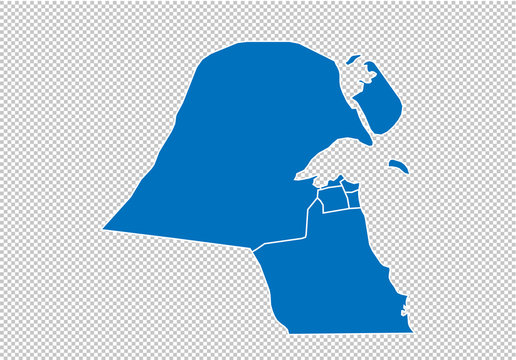 kuwait map - High detailed blue map with counties/regions/states of kuwait. nepal map isolated on transparent background.