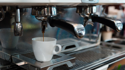 black coffee morning on coffee maker