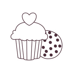 silhouette of delicious bakery cakes and cookies