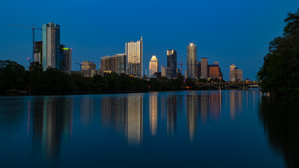 Austin City Skyline At Blue Hour