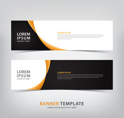 abstract black banner with orange waves