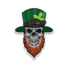 st patricks day skull illustration vector