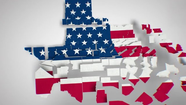 Motion Graphics Animated Map of Texas Forming - USA Flag