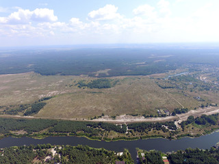 Fototapeta na wymiar Aerial view of the Saburb landscape (drone image). Near Kiev