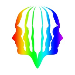 Human avatar profile view. Multi face silhouette.