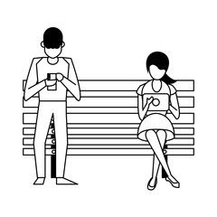 social media network chatting cartoon in black and white