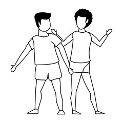 fitness sport exercise lifestyle cartoon in black and white