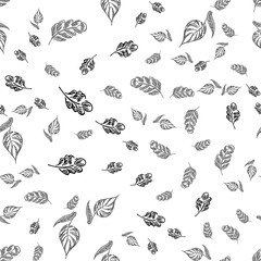 Seamless autumn leaves outline in vintage style. Seamless autumn leaves outline in a hand-drawn style. Simple vector illustration. Hand drawn sketch vector illustration