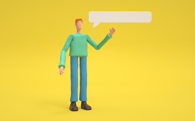 A man with bubble talk.communication or  social media concept.  3d rendering,conceptual image.
