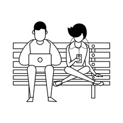 social media network chatting cartoon in black and white