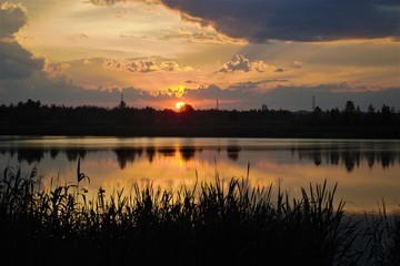 beautiful sunset over the lake