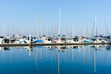 Fototapeta na wymiar Port and many yacht boat in morning time.