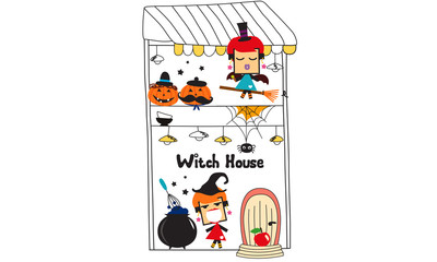 halloween house doodle cartoon