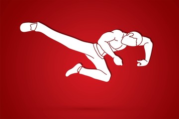 Kung fu, Karate kick cartoon graphic vector