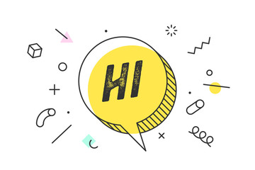 HI. Banner, speech bubble, poster and sticker concept © foxysgraphic