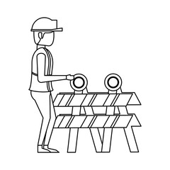 construction architectural engineering work cartoon in black and white