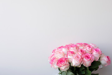 Bouquet of pink roses in a vase