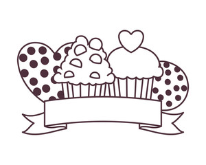 silhouette of delicious bakery cakes and cookies