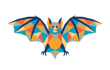 Geometric polygonal bat. Abstract colorful animal. Vector illustration.	