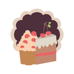 delicious and fresh cake with cherry