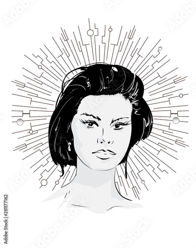 Beautiful Young Woman Fashion Sketch Fashion Girls Face