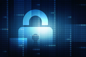 2d illustration Safety concept: Closed Padlock on digital background