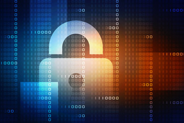 2d illustration Safety concept: Closed Padlock on digital background