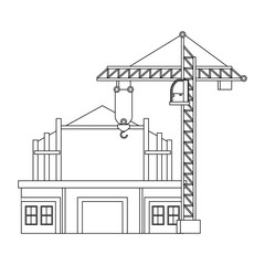 construction architectural engineering work cartoon in black and white