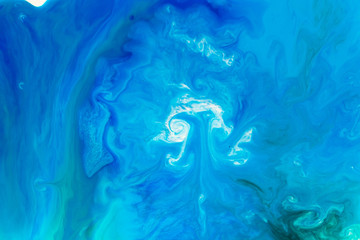 abstract blue paint acrylic pattern texture like marble background, hand painted art marbling like ocean or blue sky
