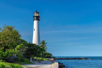 Cape Florida Lighthouse on the beach, Key Biscayne, Miami, Florida, USA
