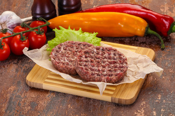 Raw burger cutlet