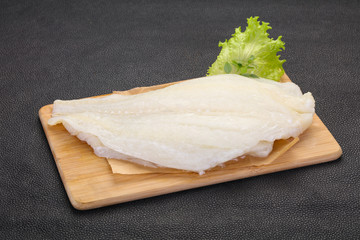 Raw halibut fillet