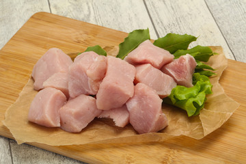 Raw fresh pork meat cube