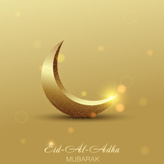 Fototapeta na wymiar Eid Al Adha Mubarak greeting card with Islamic moon. Vector