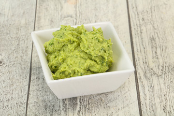 Avocado guacamole sauce with chili pepper