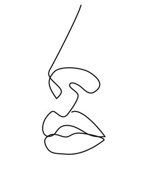 recommend clip art: Woman face continuous line drawing. Abstract minimal woman portrait. Logo, icon, label