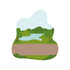 landscape with trees and plants isolated icon