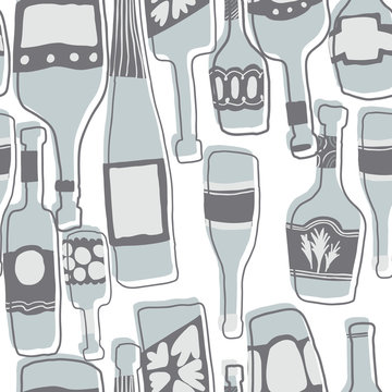 Hand drawn simple different glass bottles wallpaper.
