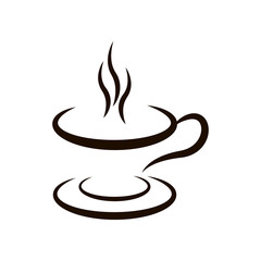 Coffee cup or Tea cup icon. Cup with fragrant coffee for cafe or restaurant design. 