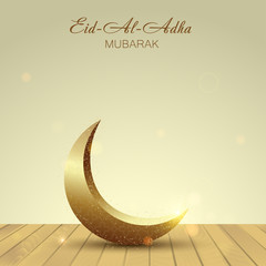 Obraz na płótnie Canvas Eid Al Adha Mubarak greeting card with Islamic moon. Vector