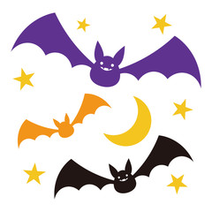 ハロウィン コウモリ 月 星 ベクター イラスト