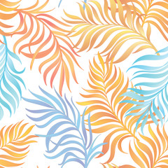 Fototapeta na wymiar Jungle vector pattern with tropical leaves.Trendy summer print.