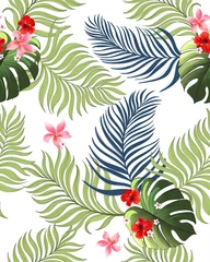  Trendy vector pattern in tropical style. Seamless botanical print for textile, print, fabric on hand drawn background. © Logunova  Elena
