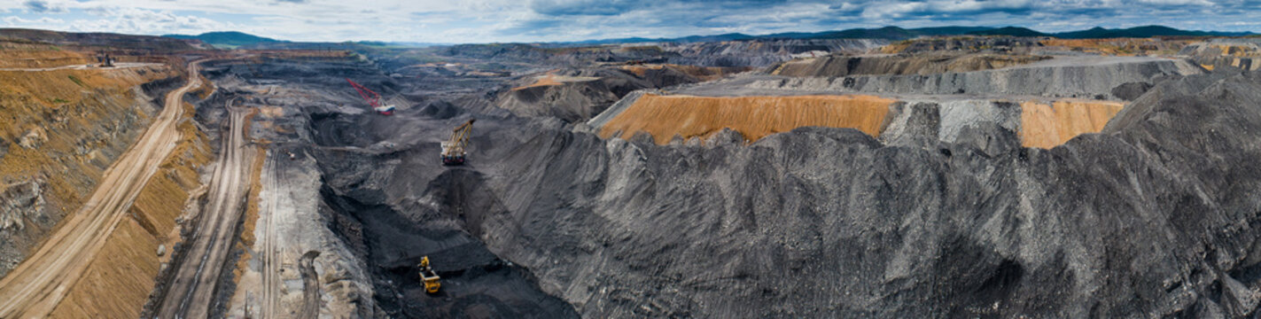 coal mining open pit mine aerial black