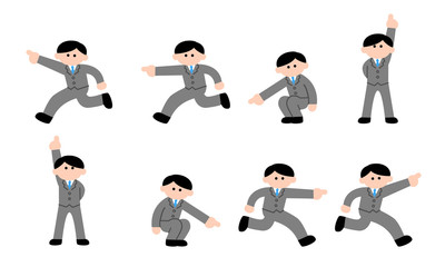 指差すサラリーマンセット（デフォルメカラー）