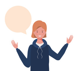 woman with speech bubble avatar character