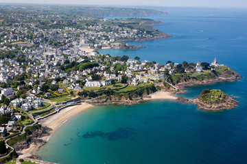 Aerial view of Ile de Br&eacute;hat in Brittany, France
