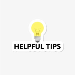 Helpful tips symbol. Light bulb sticker. Education faq sign