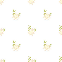 Pattern of bouquets of simple, clear, ordinary flowers in Victorian colors